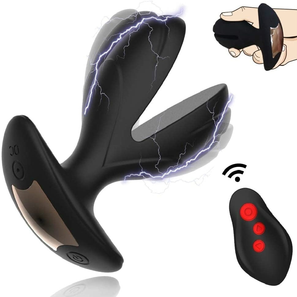 Vibrating Anal Plug with Electric Shock Pulse Vibrator...