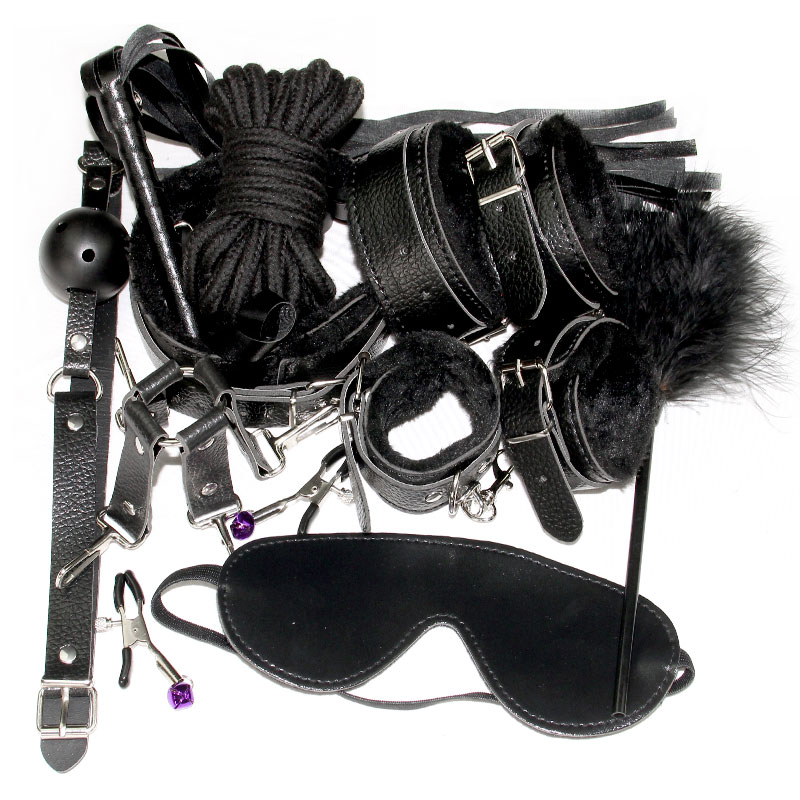 10 Pcs/SET New leather bdsm bondage Handcuff Set Erotic...